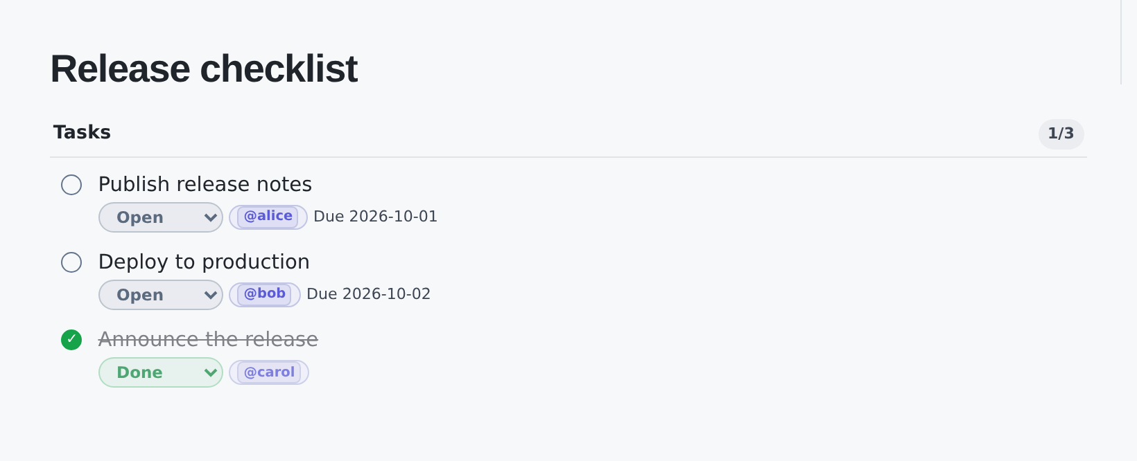Tasks preview